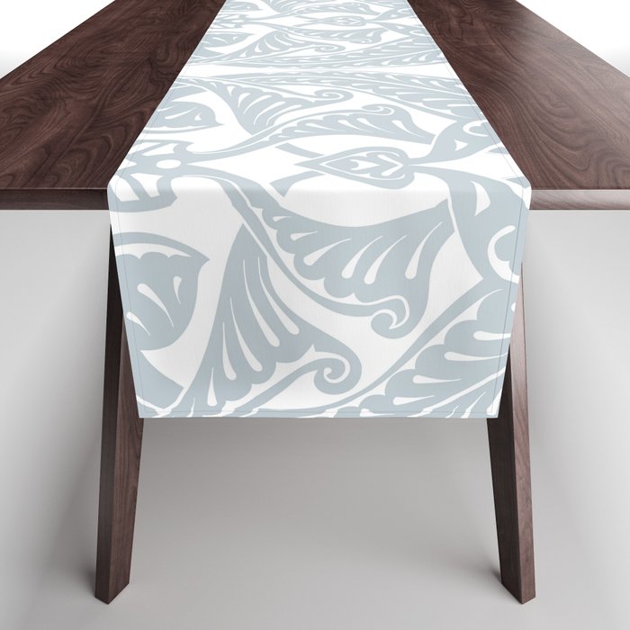 Art Nouveau Silver Grey & White Pattern Table Runner
