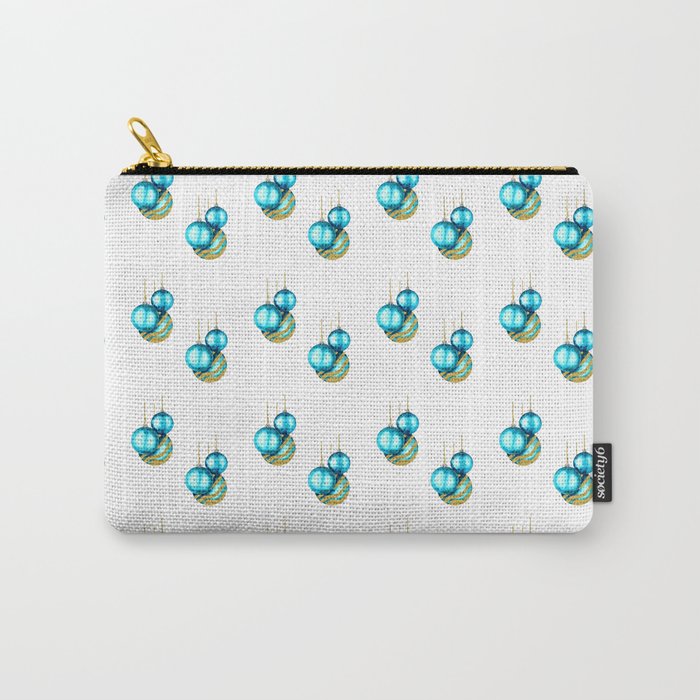 Light Blue and Golden Christmas Balls Carry-All Pouch