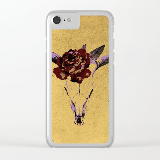 Grunge Animal Skull Clear iPhone Case