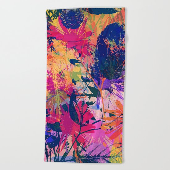 Colorful abstract leaves 2 Beach Towel