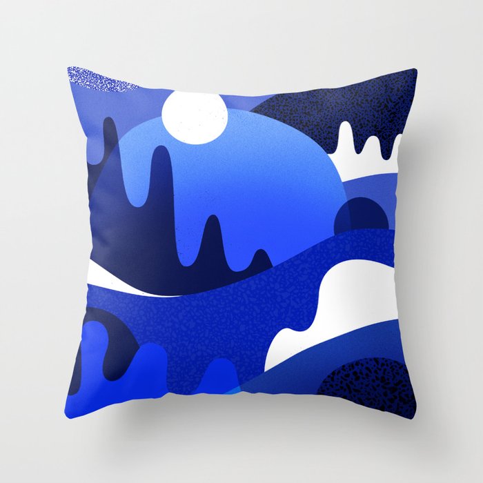 Terrazzo landscape blue night Throw Pillow