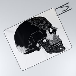 The Beauty of Human Bones // Black and White Skull // Skull Illustration with Texture Picnic Blanket