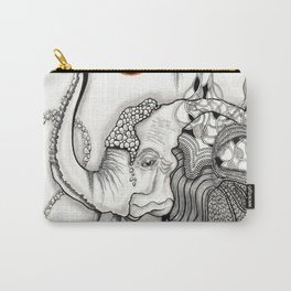 La Paciencia Carry-All Pouch | Wildlife, Waiting, Patience, Thinking, Elephant, Animal, Surreal, Painting, Ornament, Lines 