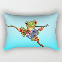 Tree Frog Playing Acoustic Guitar with Flag of Australia Rectangular Pillow