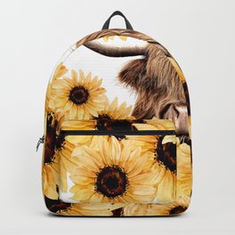 Highland Cow full of sunflowers Backpack