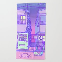 Pastel Tokyo Cats Beach Towel
