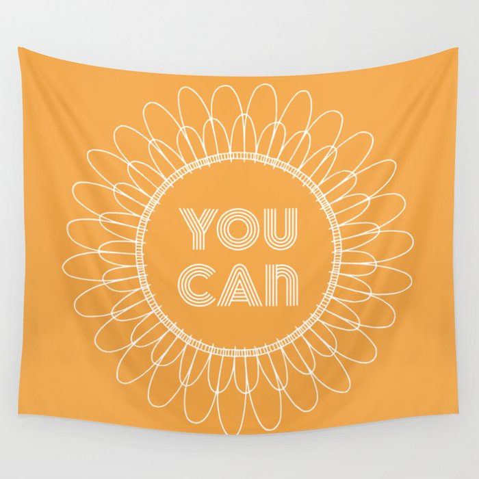 you can | orange Wall Tapestry