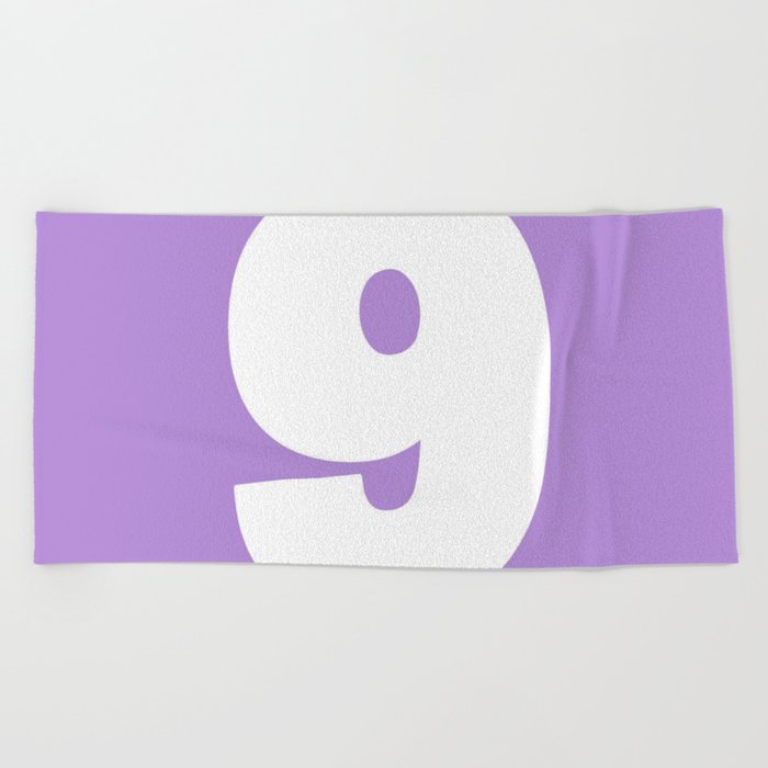 9 (White & Lavender Number) Beach Towel