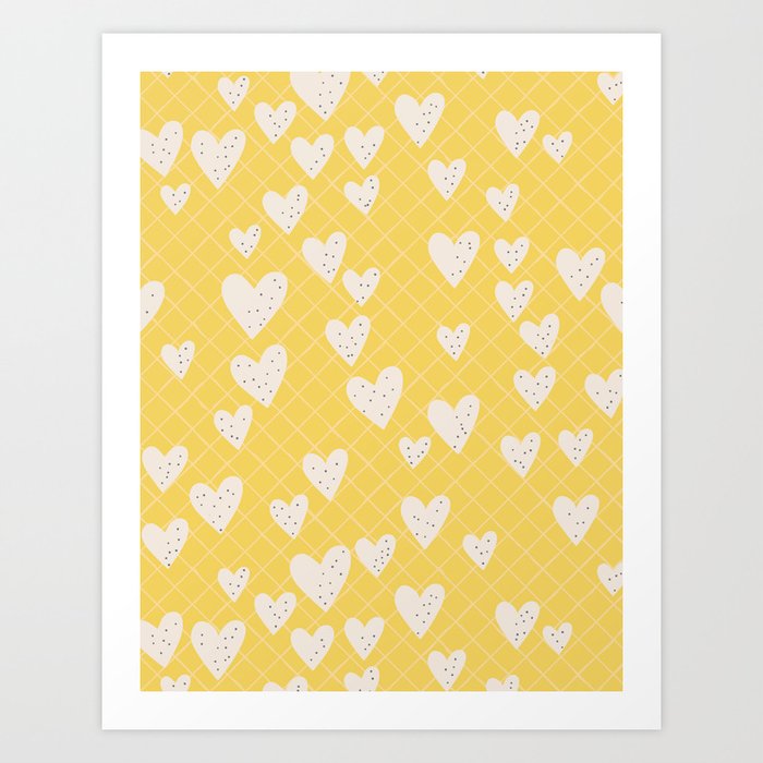 Love Hearts Yellow  Art Print