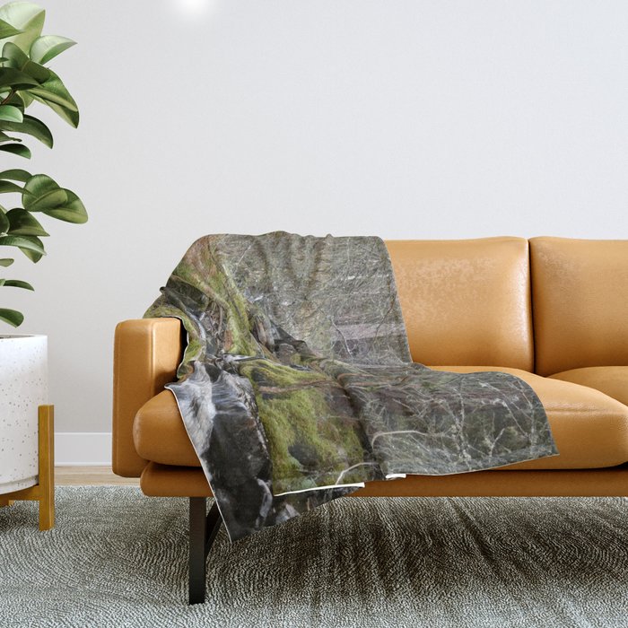 A Scottish Highlands Winter River Song Throw Blanket