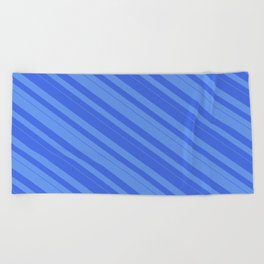 [ Thumbnail: Cornflower Blue & Royal Blue Colored Lined/Striped Pattern Beach Towel ]