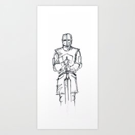 Stone Knight 2 Art Print | Architecture, Illustration, Black and White, Game 