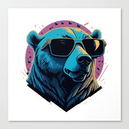 Retro Polar Bear with Sunglasses Canvas Print