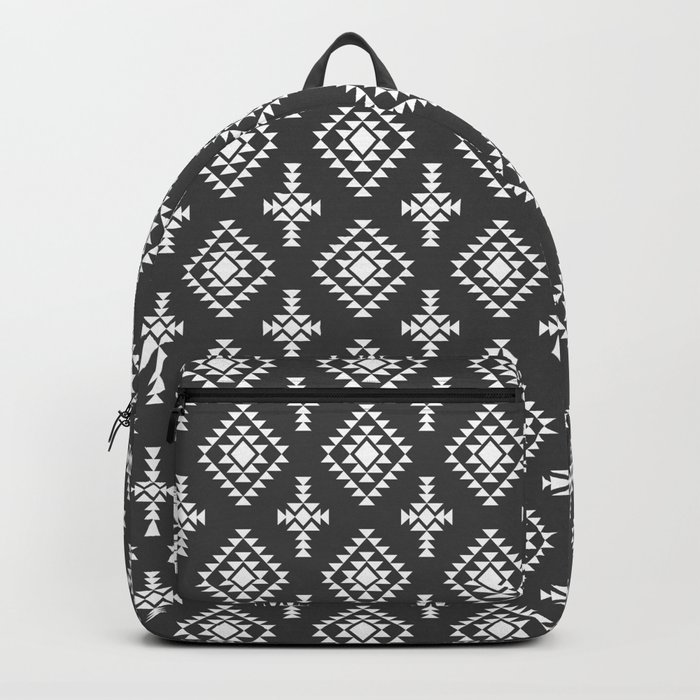 Dark Grey and White Native American Tribal Pattern Backpack