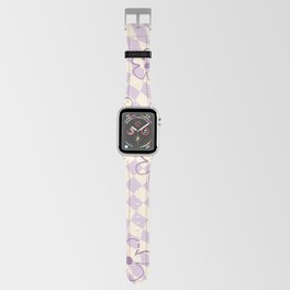 Purple Checker Flower Swirl Warp Apple Watch Band