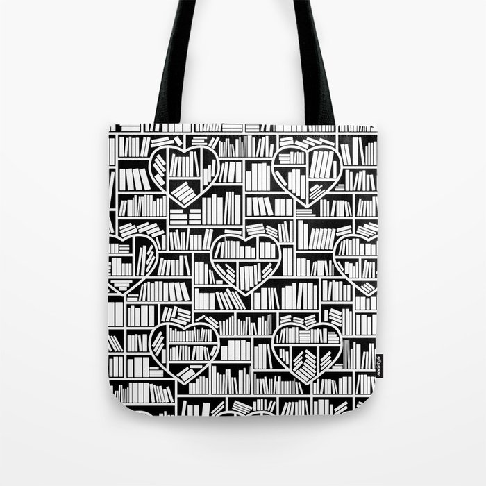 Book Lover Heart Library Pattern Tote Bag By Grandeduc Society6