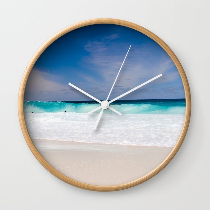 Tropical Turquoise Waves Wall Clock