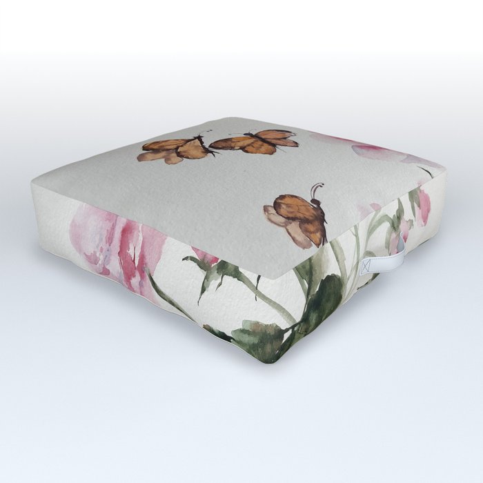 Pink Roses Outdoor Floor Cushion