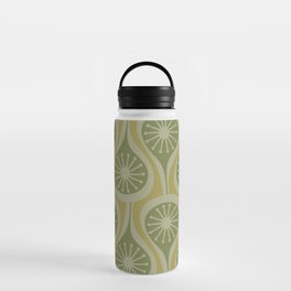 Mid Century Modern Atomic Drops Retro Pattern in Vintage Olive Green and Celadon Tones Water Bottle