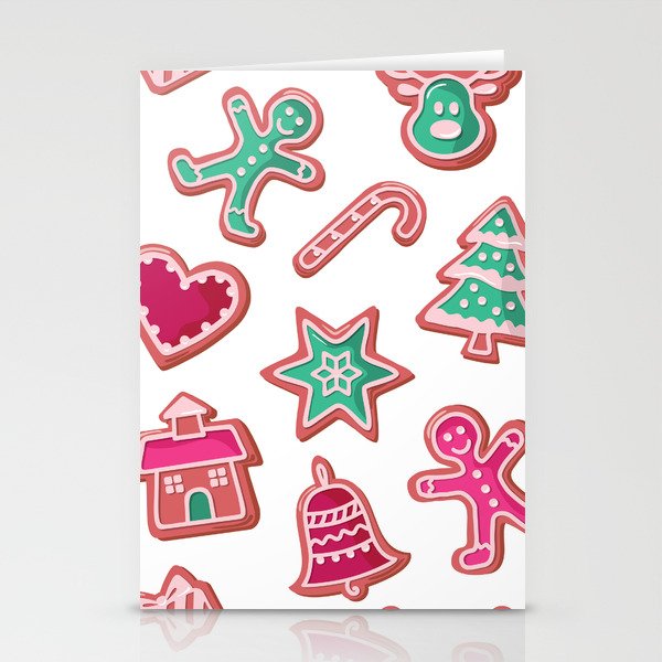 Christmas Gingerbread Cookies Pattern Stationery Cards