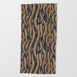 Abstract Animal Print Blue, Brown, Beige  Beach Towel