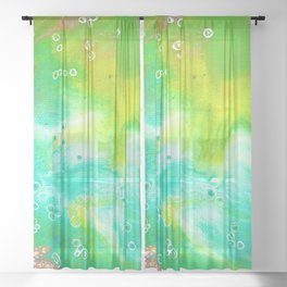 Starfish Paint Pour Acrylic Painting Sheer Curtain