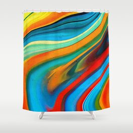 Watercolor abstract marble background. Multi colors swirl pattern. Crazy vivid texture. Shower Curtain
