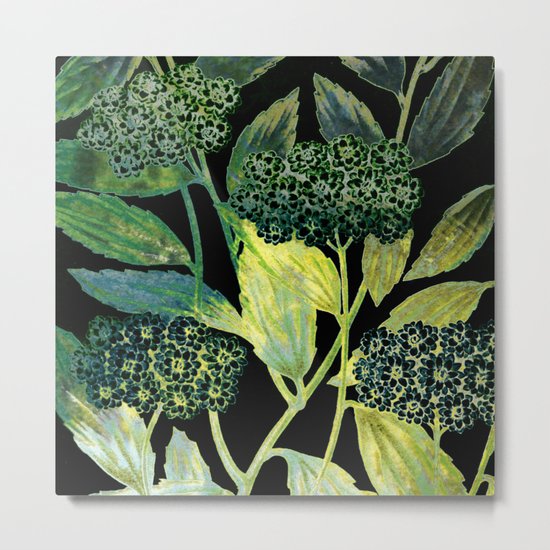Dark floral with golden accent Metal Print