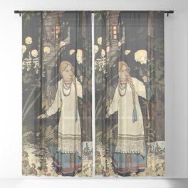 Vasilia the Beautiful by Ivan Bilibin Sheer Curtain