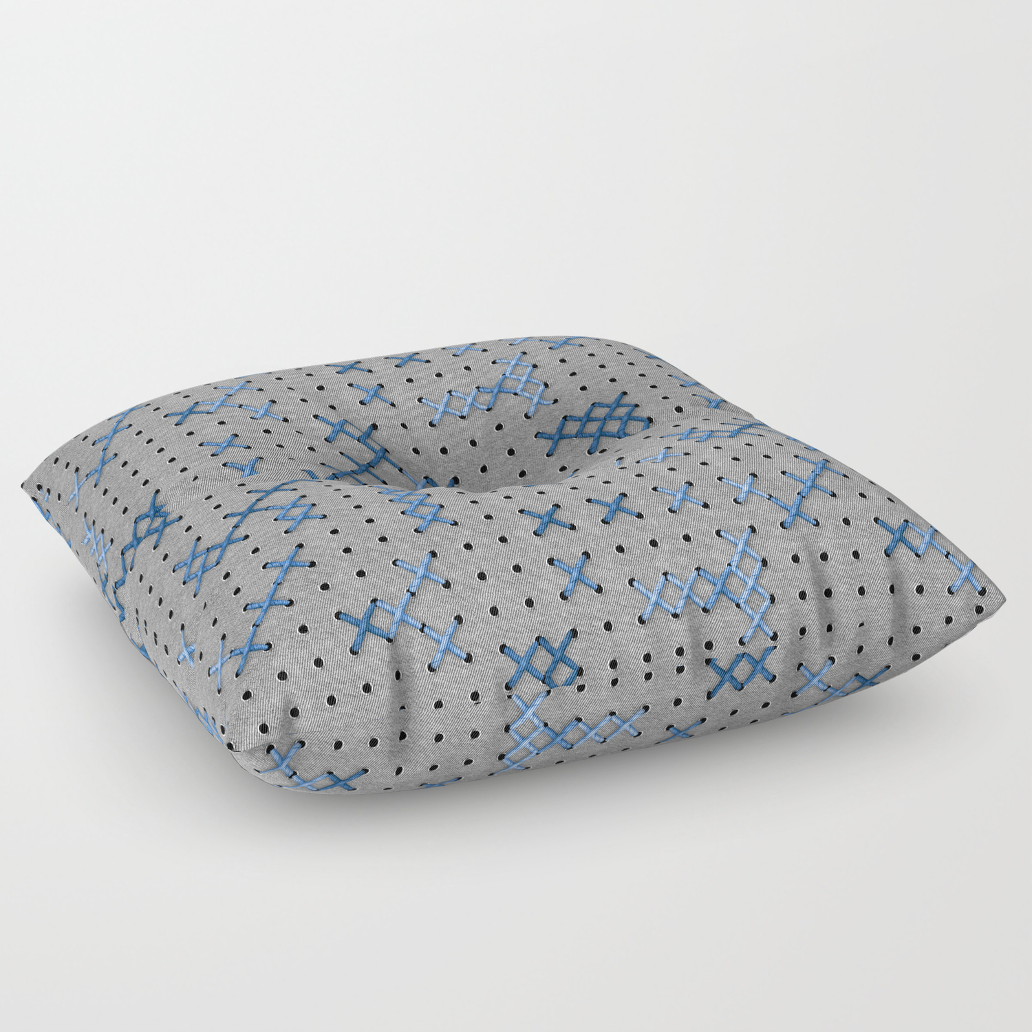 Giant Cross Stitch Blue Floor Pillow By Vannina Society6