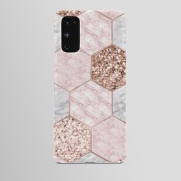 Rose gold dreaming - marble hexagons Android Case