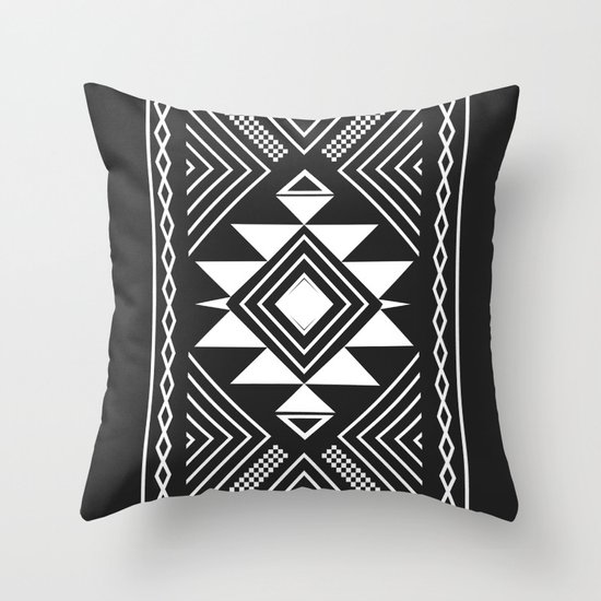 Small 17 x 12 Society6 Moroccan Boho Black & White Pattern by Cateandrainn on Rectangular Pillow 