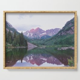 Rocky Mountain Sunrise Maroon Bells Photography Serving Tray