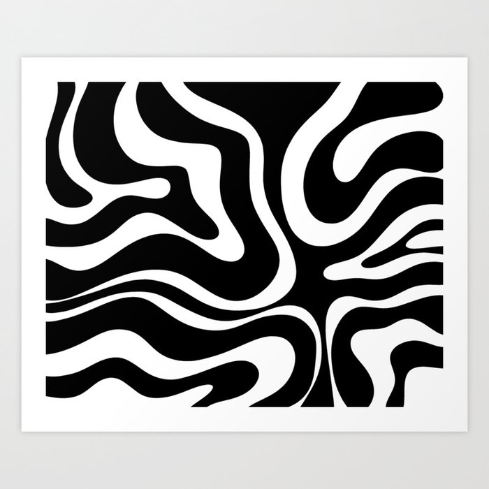 Modern Retro Liquid Swirl Abstract Pattern in Black and