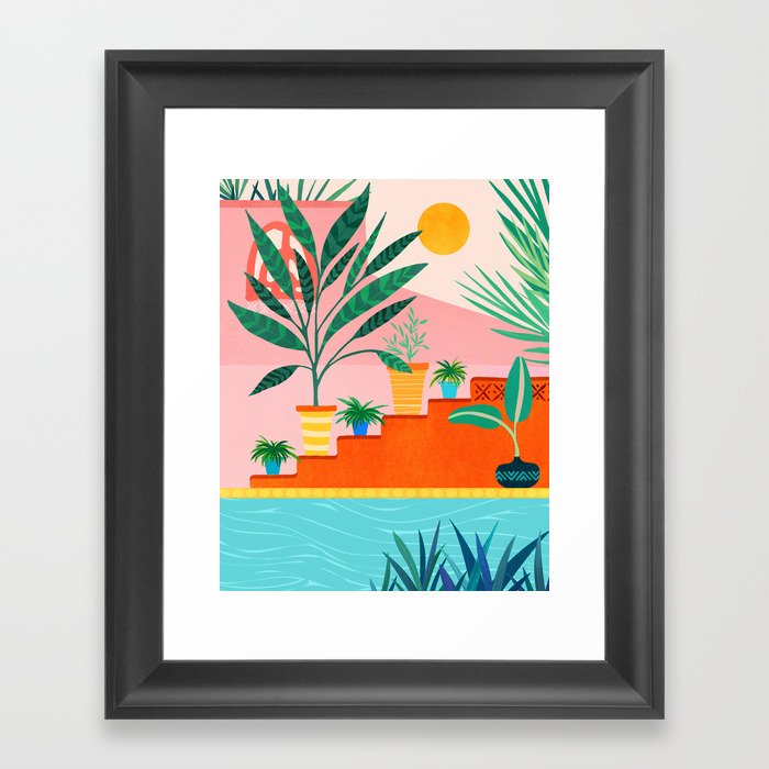 Costa Rica Poolside Landscape Framed Art Print