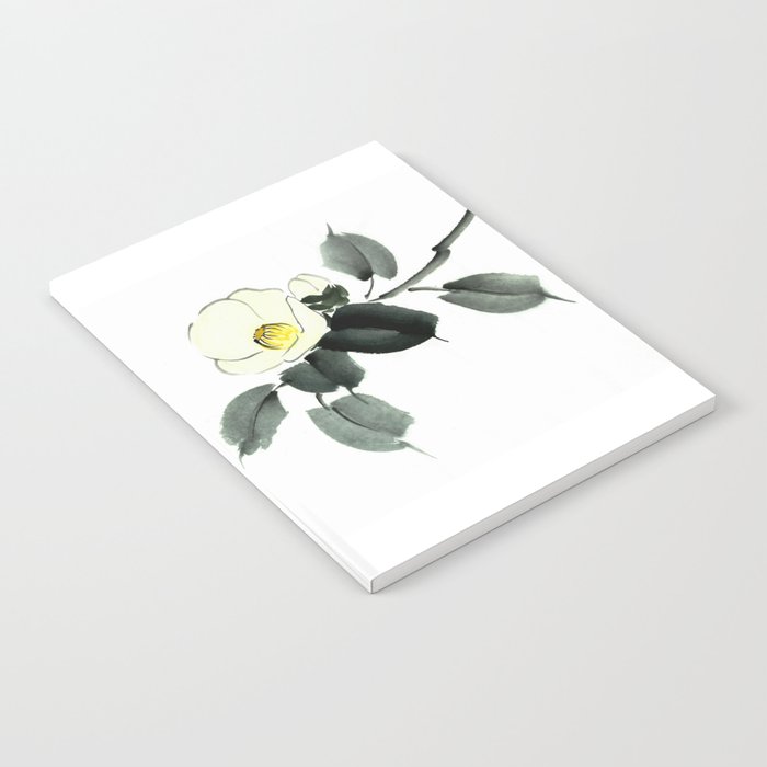 White camellia sumi ink and japanese watercolor painting Notebook