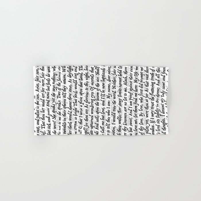 Love Letter Shakespeare Romeo & Juliet Pattern Hand & Bath Towel