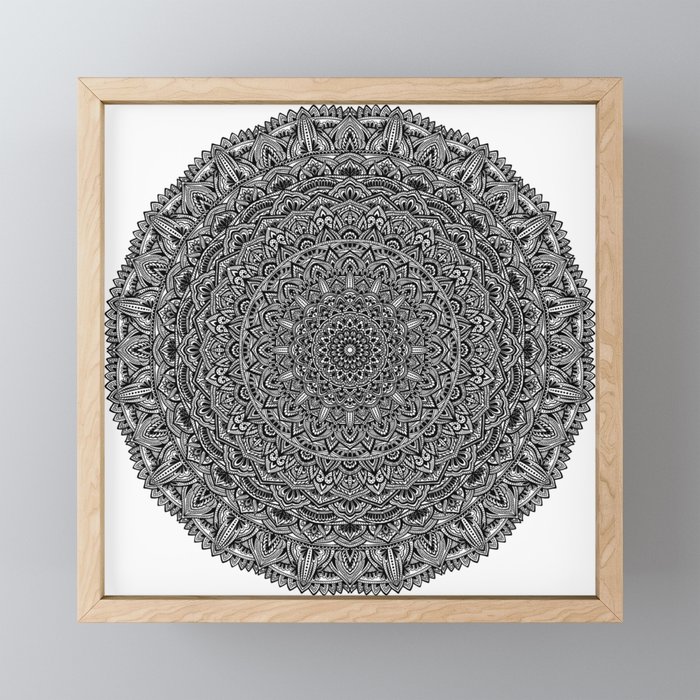 Zen Black and white Mandala Framed Mini Art Print