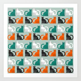 Four colored cats Art Print