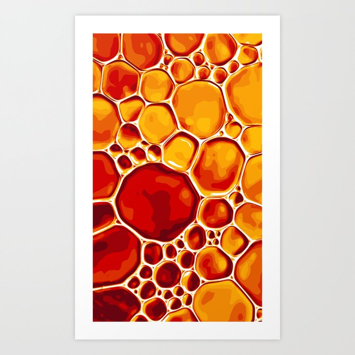 Orange Oil Abstract Bubbles Art Print