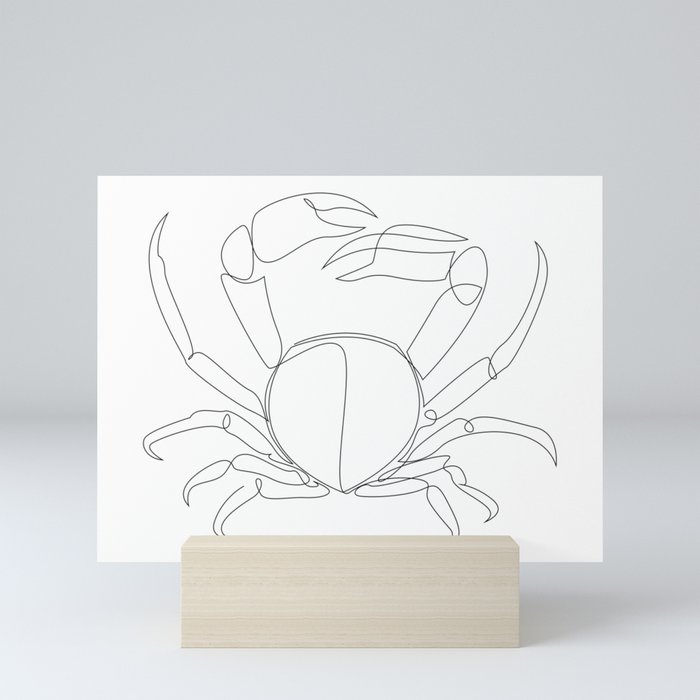 one line crab Mini Art Print