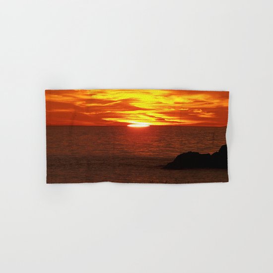 Flaming Skies Across the Sea Hand & Bath Towel