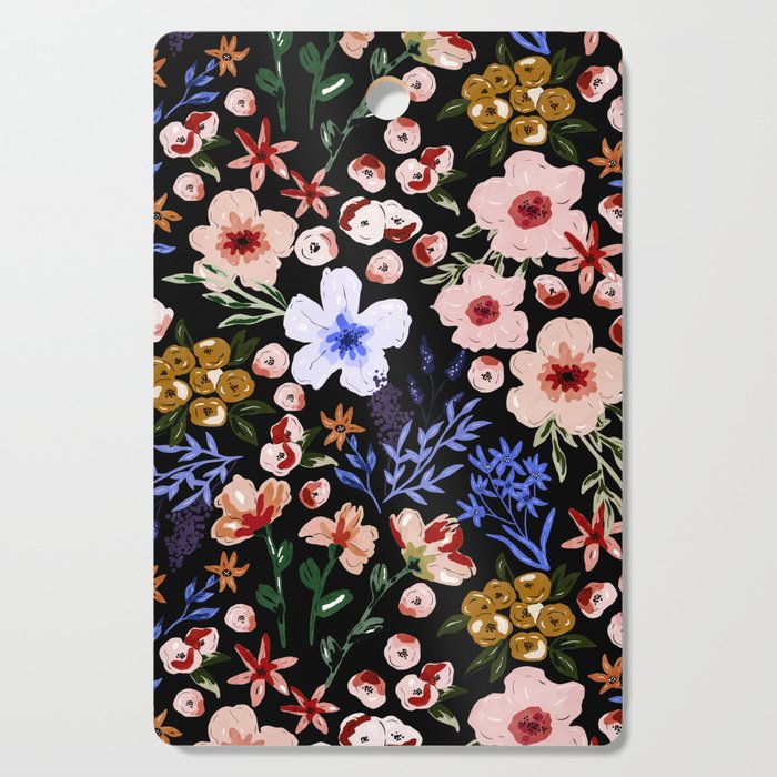 Simple colorful flowery meadow dark Cutting Board