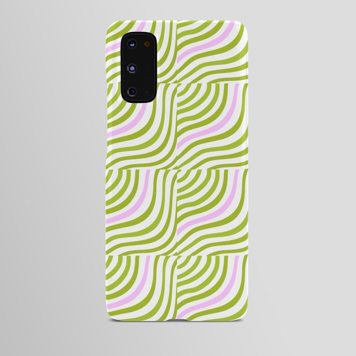 Green and Pastel Pink Stripe Shells Android Case