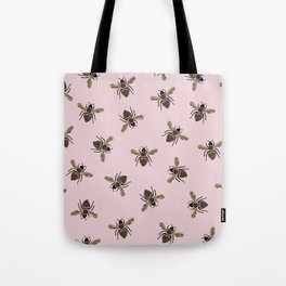 Bee Pattern Pink Tote Bag