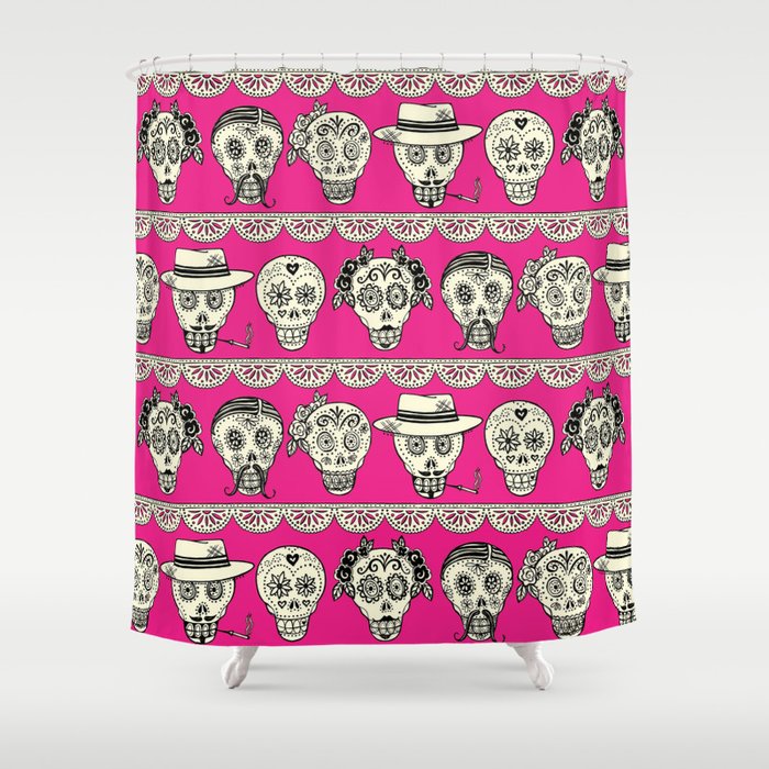 Los Muertos in Hot Pink Shower Curtain