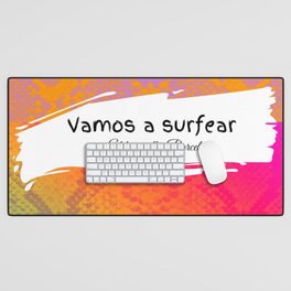 "Vamos a surfear " (lets go and surf) snake print design, designed by Eldragonfly Barcelona  Desk Mat