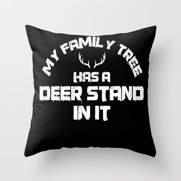 Deer Stand Family Tree Hunter Hunting Throw Pillow