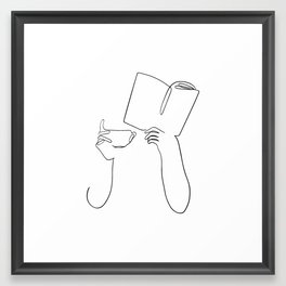 Book & Coffee Framed Art Print