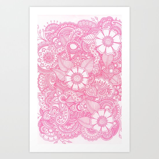 Henna Design - Pink Art Print
